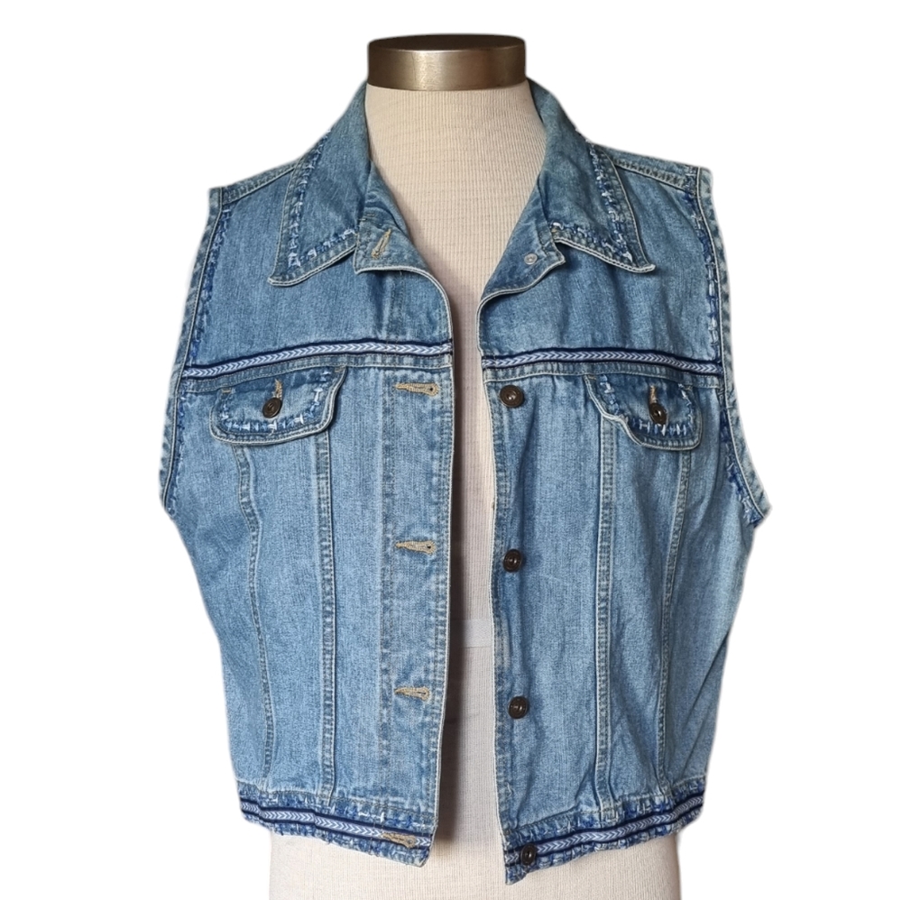 Liz Claiborne 100% cotton denim vest size large - Picture 1 of 9